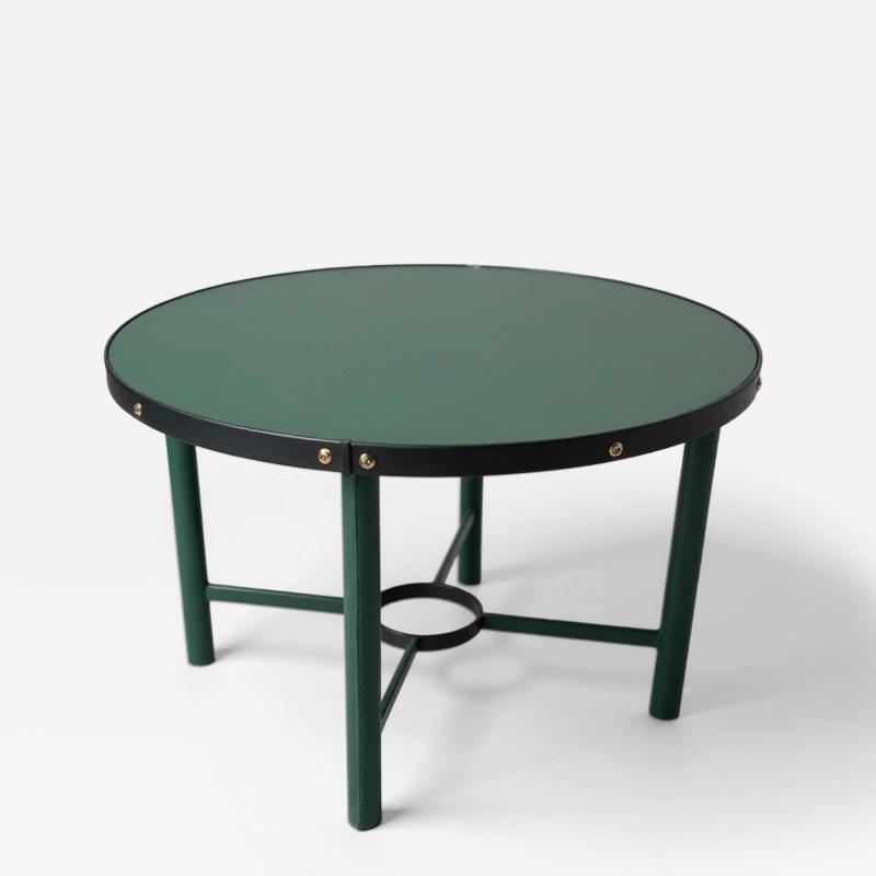 Jacques Adnet 1950s Stitched leather occasional table by Jacques Adnet