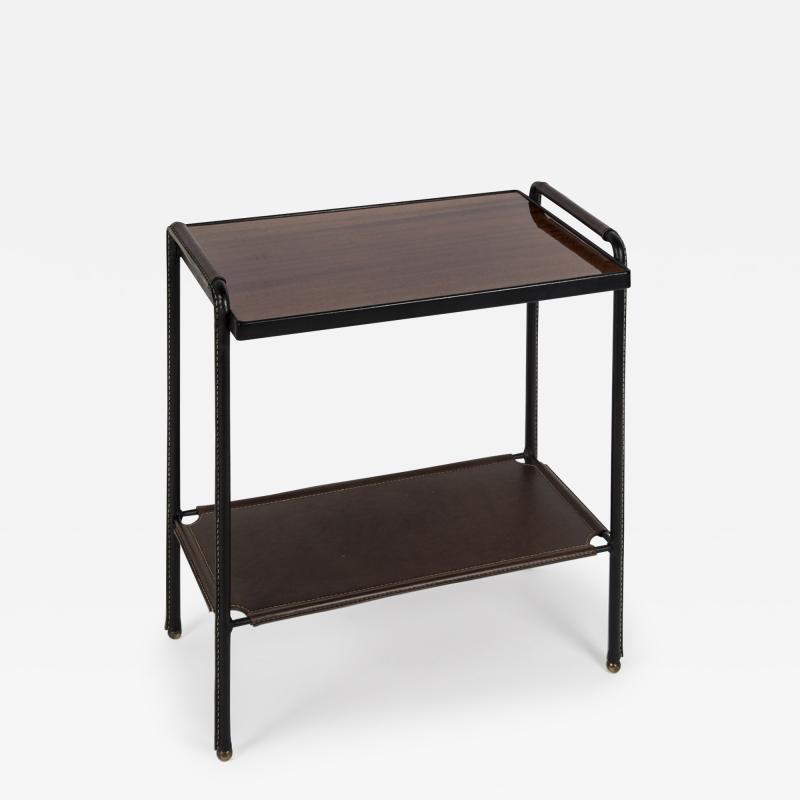Jacques Adnet 1950s Stitched leather side table By Jacques Adnet