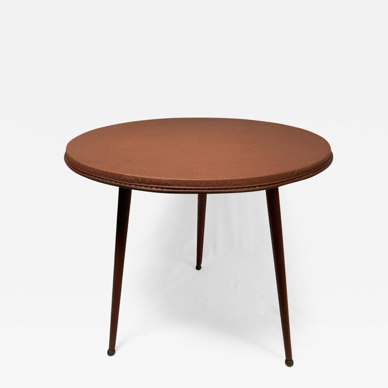 Jacques Adnet 1950s Stitched leather side table By Jacques Adnet