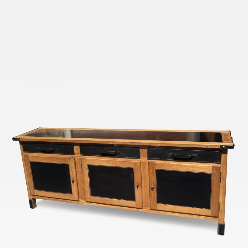 Jacques Adnet 1950s Stitched leather sideboard by Jacques Adnet