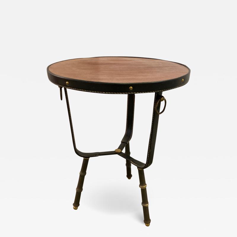 Jacques Adnet 1950s stitched leather table by Jacques Adnet