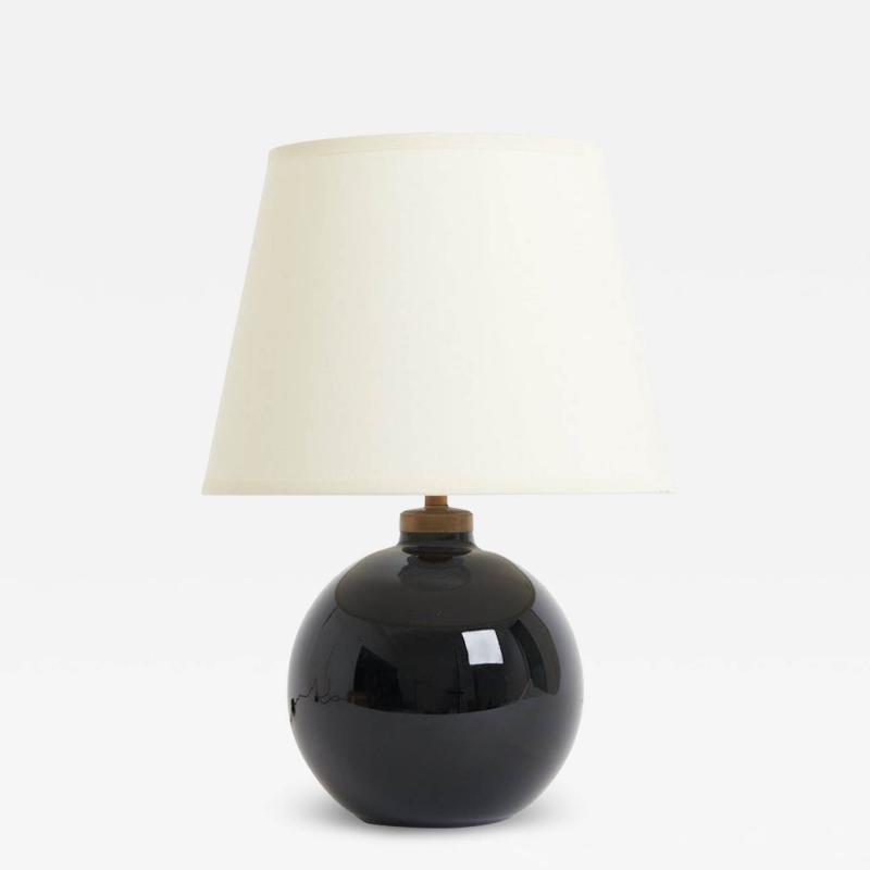 Jacques Adnet Art Deco Black Glass Table Lamp by Jacques Adnet