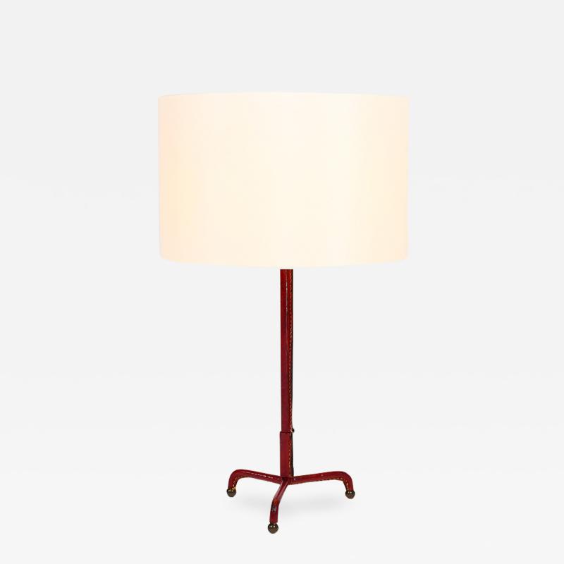 Jacques Adnet Elegant rede leather table lamp