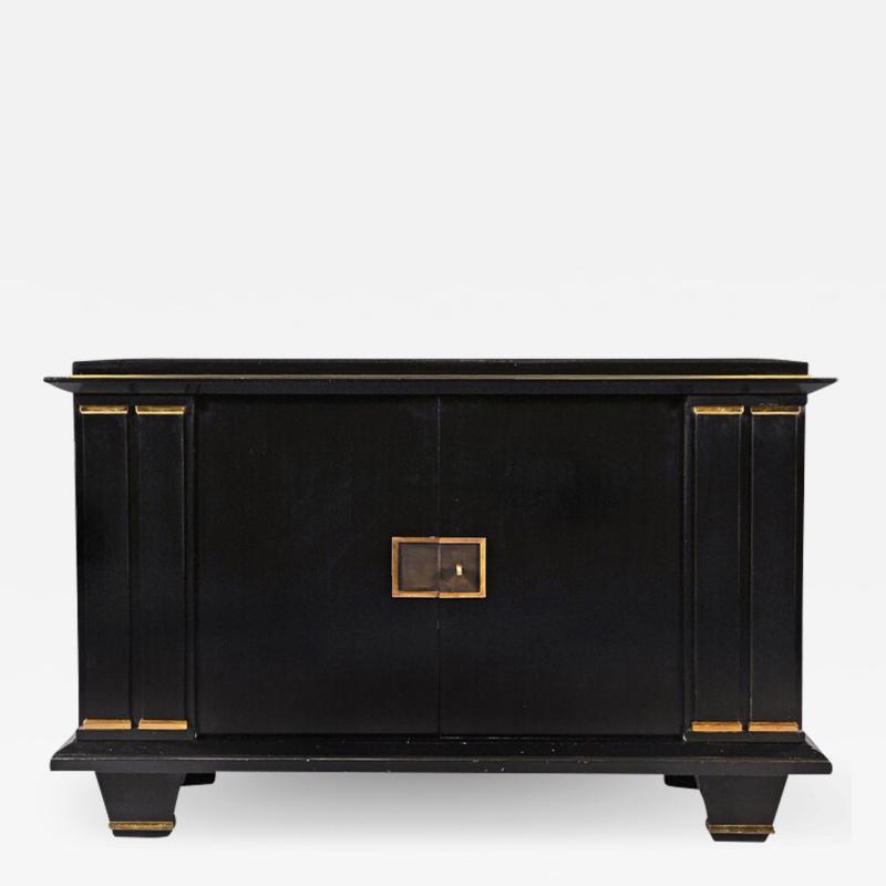 Jacques Adnet FRENCH ART DECO MODERNIST EBONISED ENFILADE SIDEBOARD WITH GILT BRONZE MOUNTS