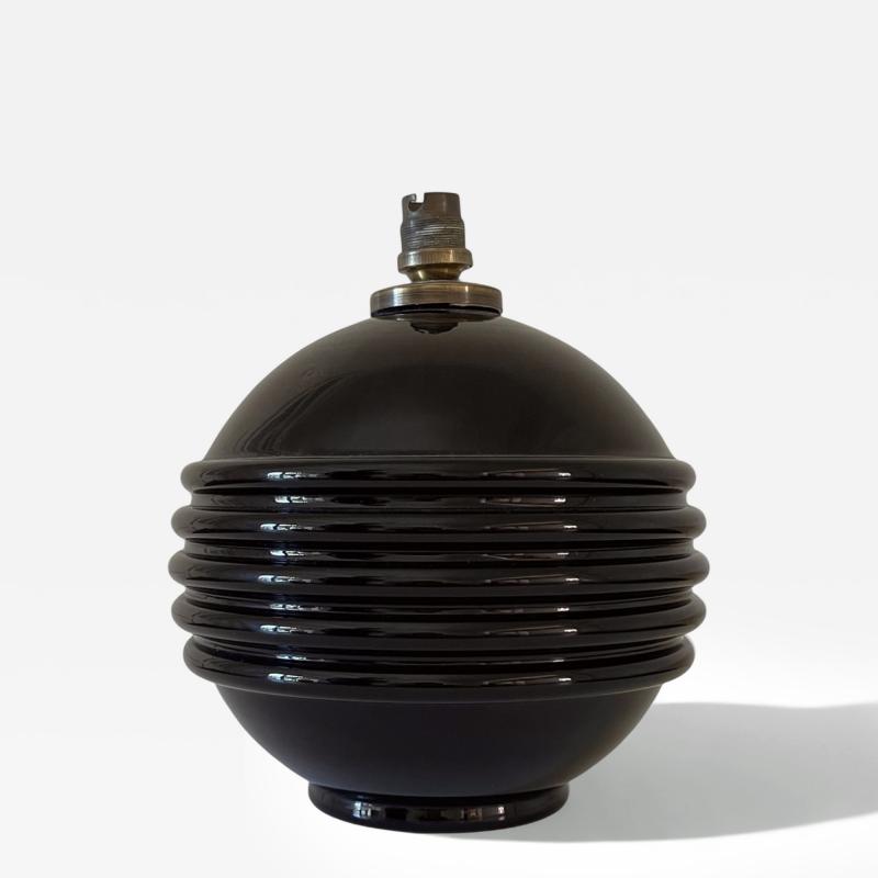 Jacques Adnet French 1930s Black Opaline Lamp attributed to Jacques Adnet
