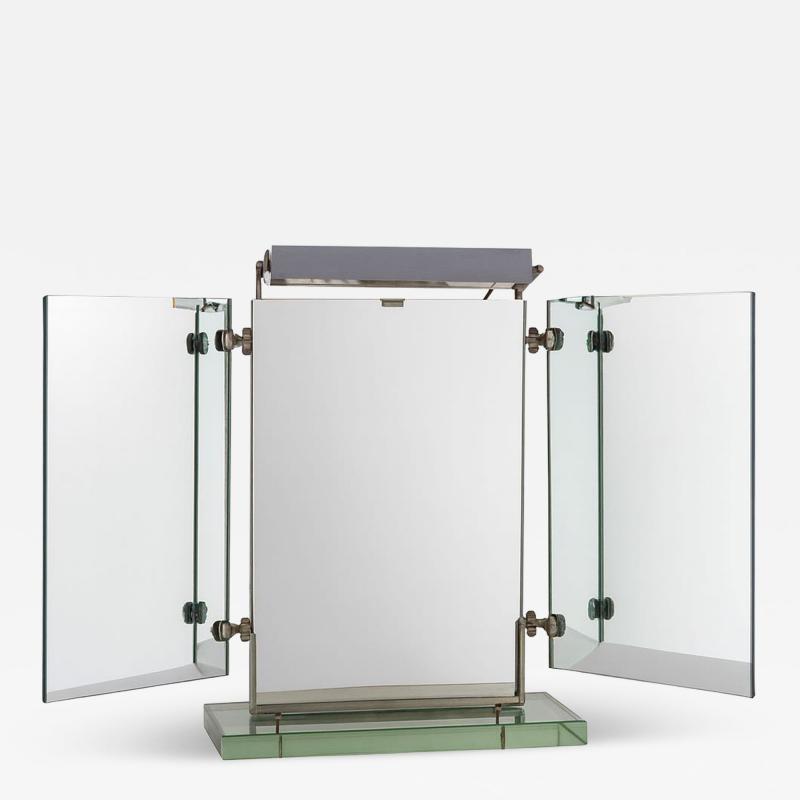 Jacques Adnet French Art Deco Illuminated Vanity Mirror by Jacques Adnet