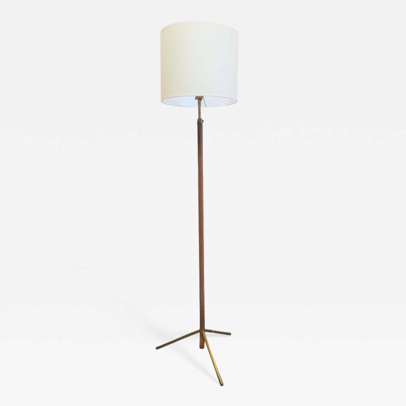 Jacques Adnet French Leather Wrapped Extending Floor Lamp