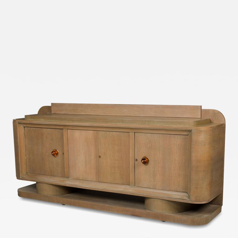 Jacques Adnet French Mid Century Limed Oak Sideboard Style of Jacques Adnet