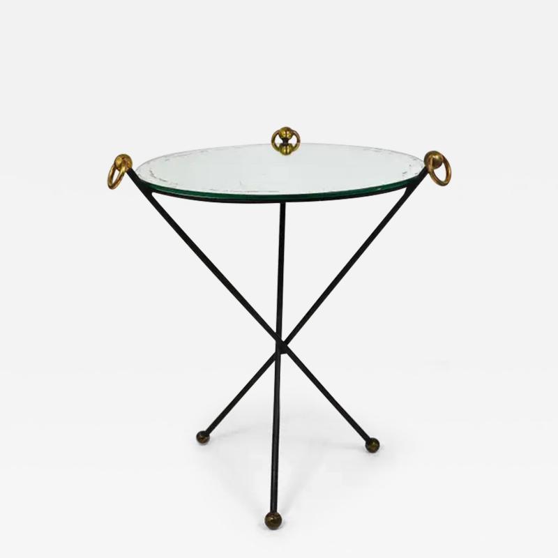 Jacques Adnet French Mid Century Modern Mirror Side Table Jacques Adnet Style Brass 1950s