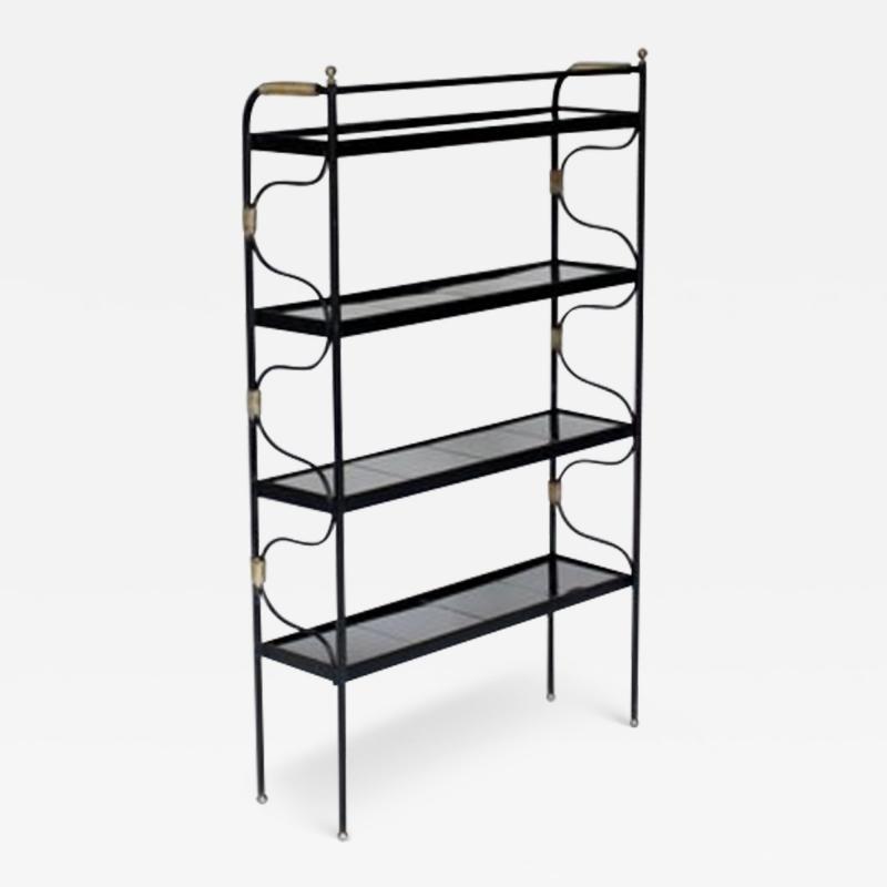 Jacques Adnet JACQUES ADNET BLACK FRENCH ETAGERE OR BOOKSHELF