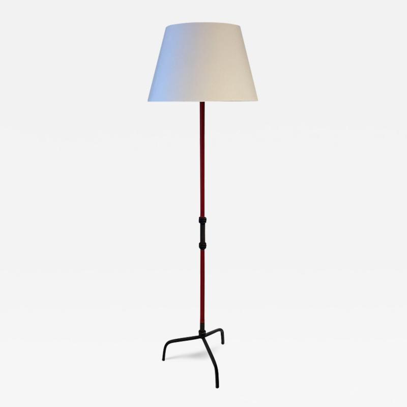 Jacques Adnet JACQUES ADNET RED LEATHER FLOOR LAMP