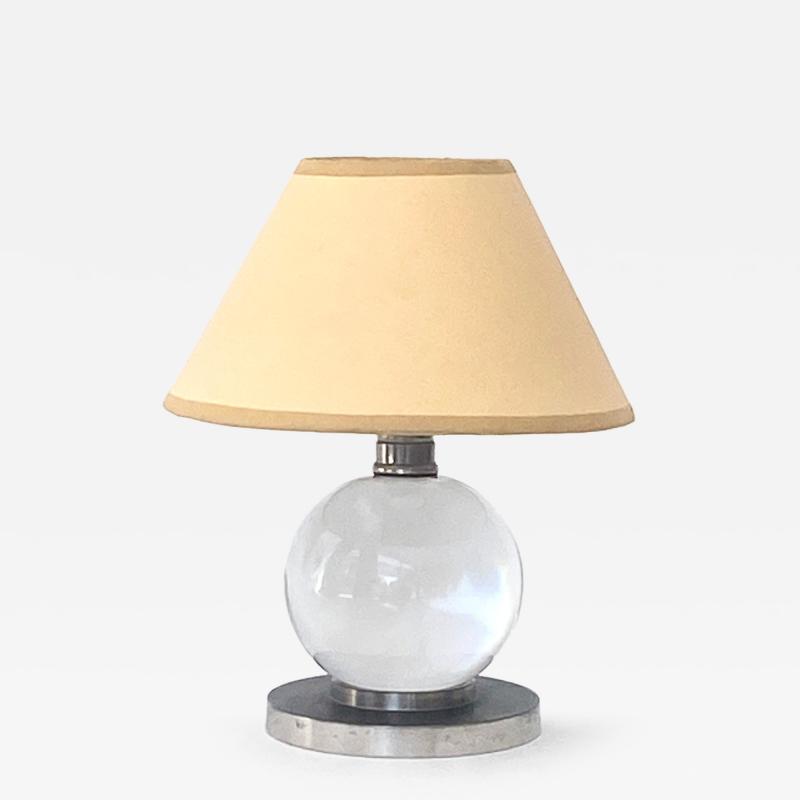 Jacques Adnet Jacques Adnet Baccarat Crystal Glass and Bronze French Table Lamp Model 7706