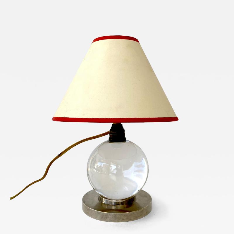 Jacques Adnet Jacques Adnet Baccarat Crystal Glass and Bronze French Table Lamp Model 7706