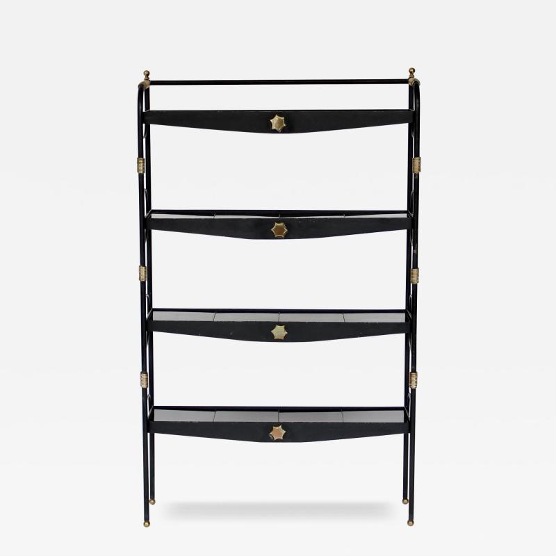 Jacques Adnet Jacques Adnet Black French etagere or bookshelf