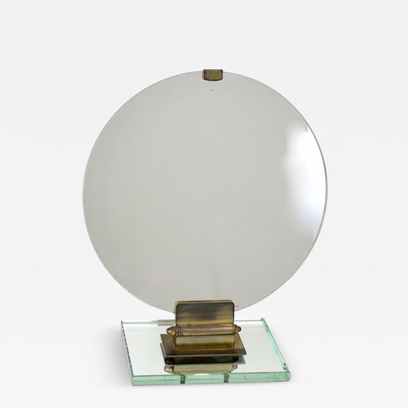 Jacques Adnet Jacques Adnet French Vanity or Desk Mirror with Bronze Details