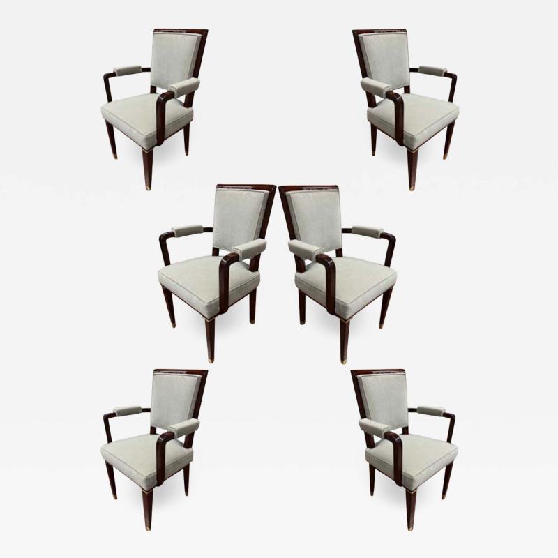 Jacques Adnet Jacques Adnet documented chicest set of 6 dinning or office chairs