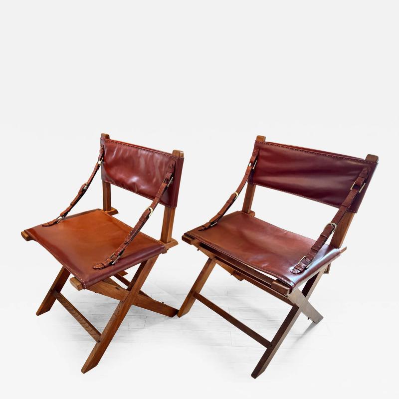 Jacques Adnet Jacques Adnet documented hand stitched leather pair of chairs