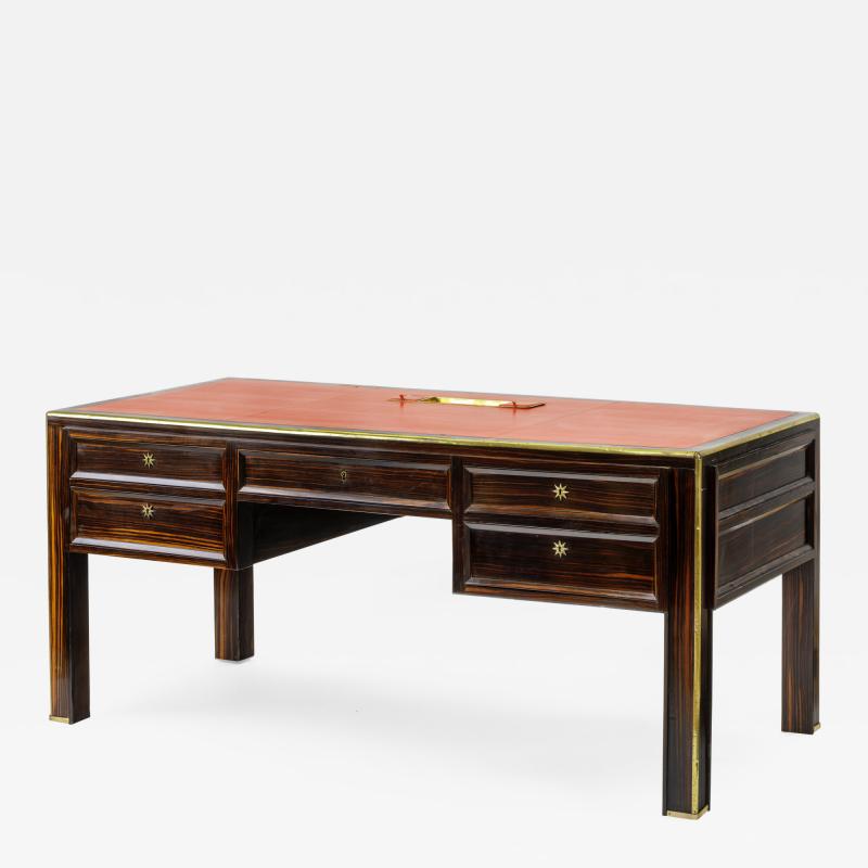 Jacques Adnet Jacques Adnet documented presidential makassar gold bronze accent desk