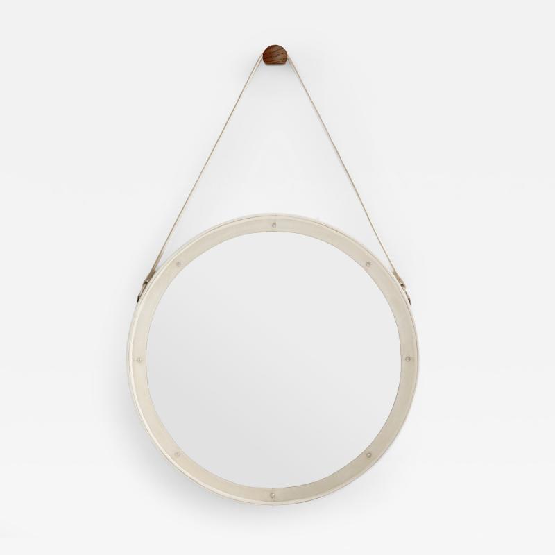 Jacques Adnet Jacques Adnet original cream leather mirror 1940