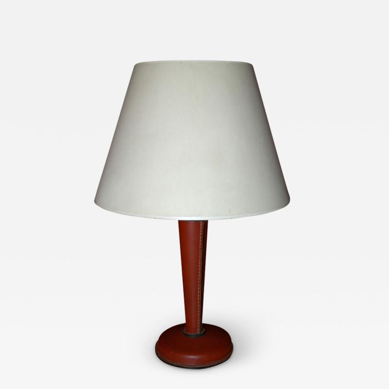 Jacques Adnet Leather Table Lamp