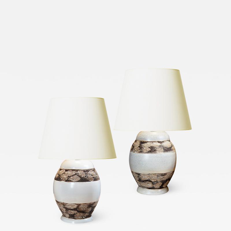 Jacques Adnet Matched Pair of Art Deco Table Lamps in the Style of Jacques Adnet
