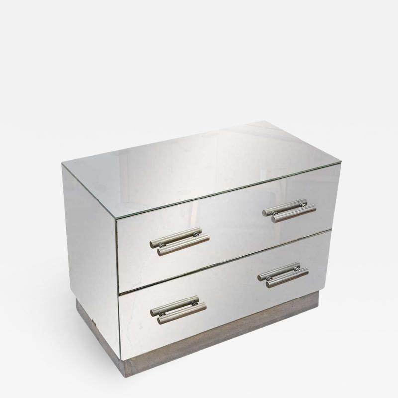 Jacques Adnet Mirrored Two Drawer Console