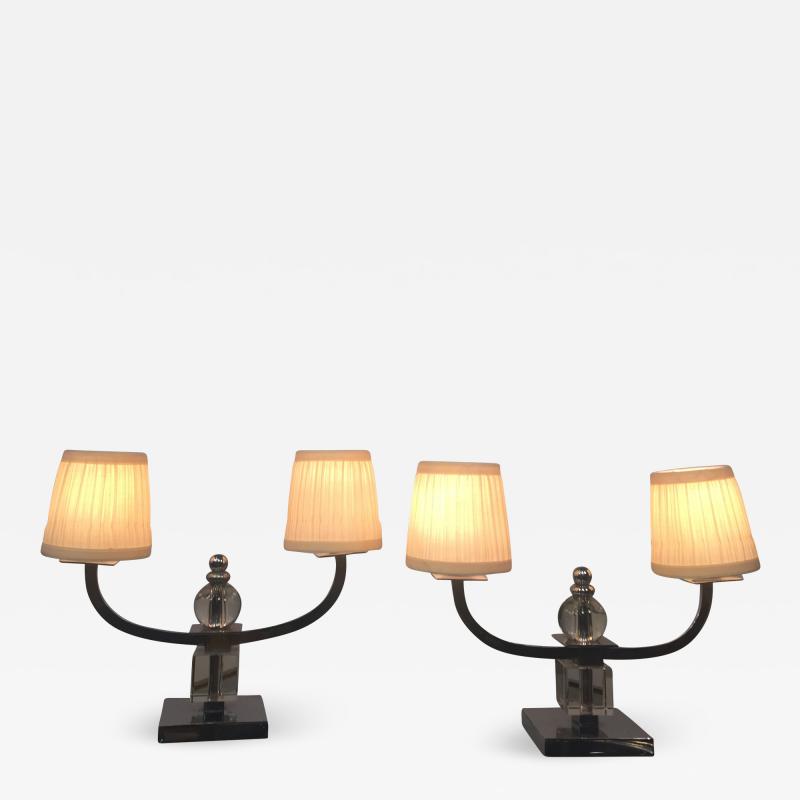 Jacques Adnet PAIR OF FRENCH ART DECO LAMPS IN THE MANNER OF JACQUES ADNET
