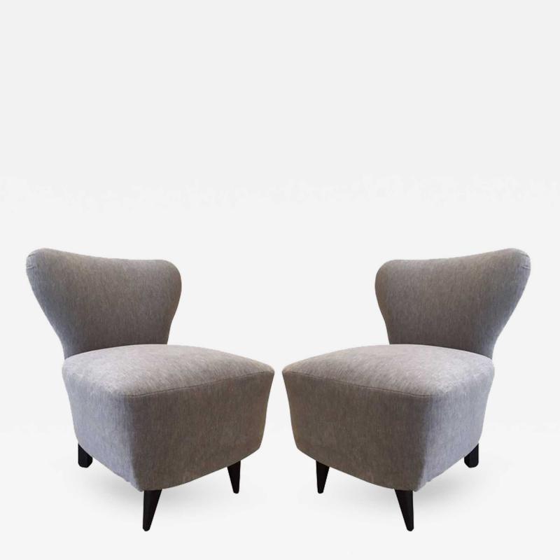 Jacques Adnet Pair of 1930s French Slipper Chairs Style of Jacques Adnet