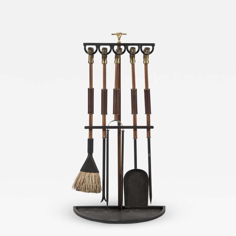 Jacques Adnet Rare Fireplace tools by Jacques Adnet