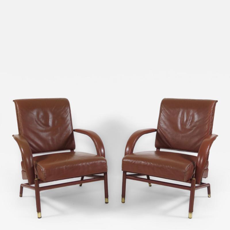 Jacques Adnet Rare Pair of Armchairs