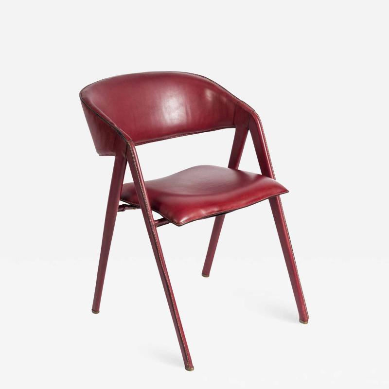 Jacques Adnet Rare Stitched Leather Armchair By Jacques Adnet