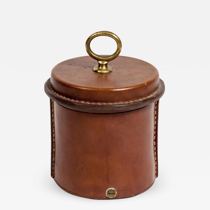 Jacques Adnet Rare Stitched Leather Box by Jacques Adnet