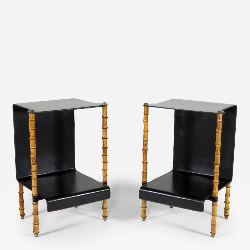 Jacques Adnet Rare pair of side tables