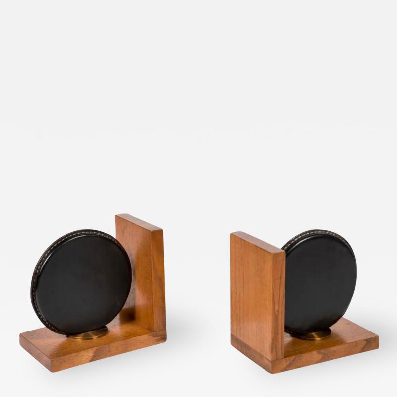 Jacques Adnet Stitched Leather Book End by Jacques Adnet