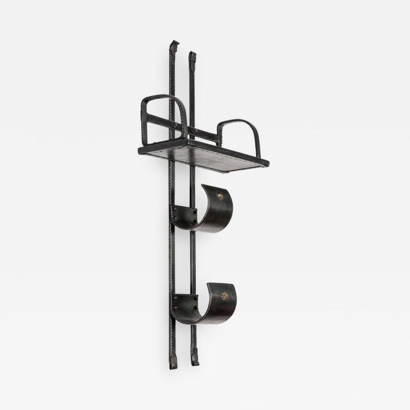 Jacques Adnet Stitched Leather Book Rack By Jacques Adnet