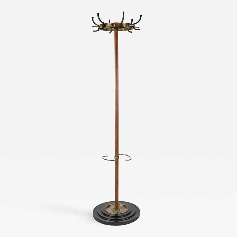 Jacques Adnet Stitched Leather Coat Rack