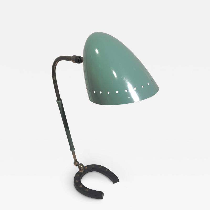 Jacques Adnet Stitched Leather Desk Lamp by Jaques Adnet