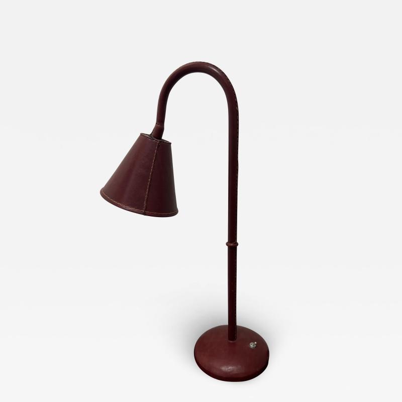 Jacques Adnet Stitched Leather Table Lamp