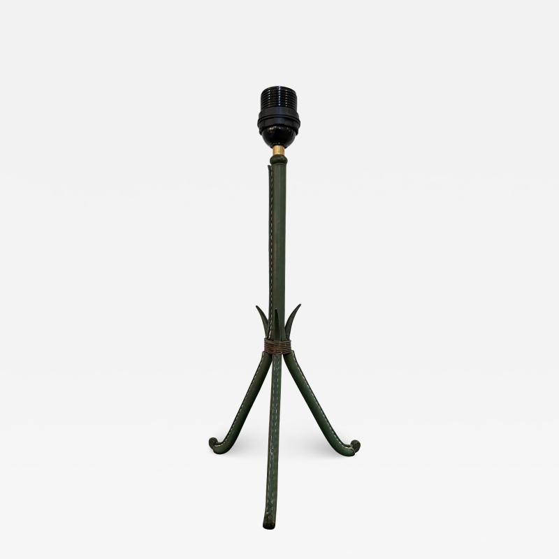 Jacques Adnet Stitched Leather Tripod Table Lamp
