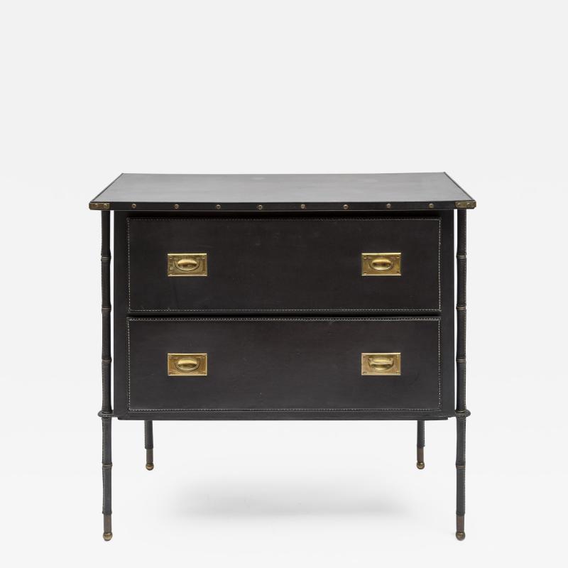 Jacques Adnet Stitched Leather chest of drawers by Jacques Adnet