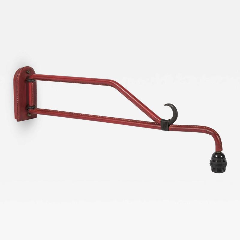 Jacques Adnet Stitched Leather wall Light By Jacques Adnet