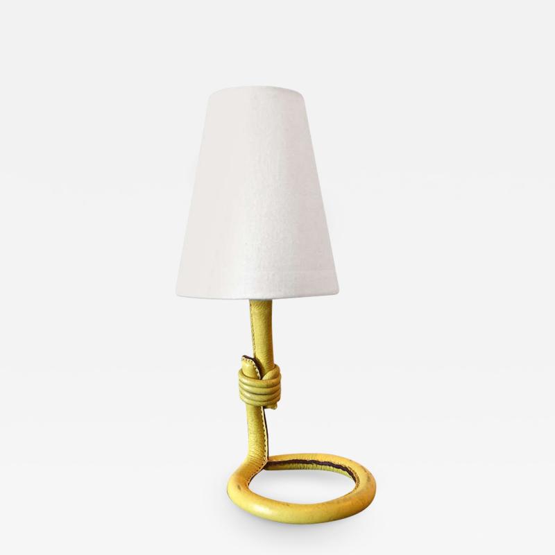 Jacques Adnet Table Lamp in Moutarde Leather