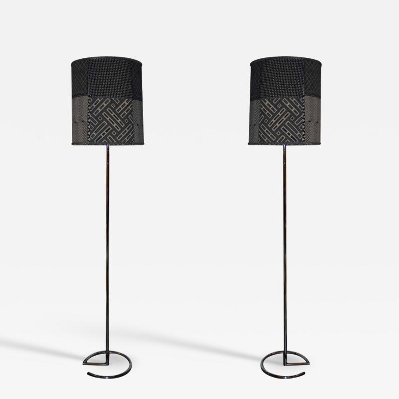 Jacques Adnet Tall Chrome Floor Lamps