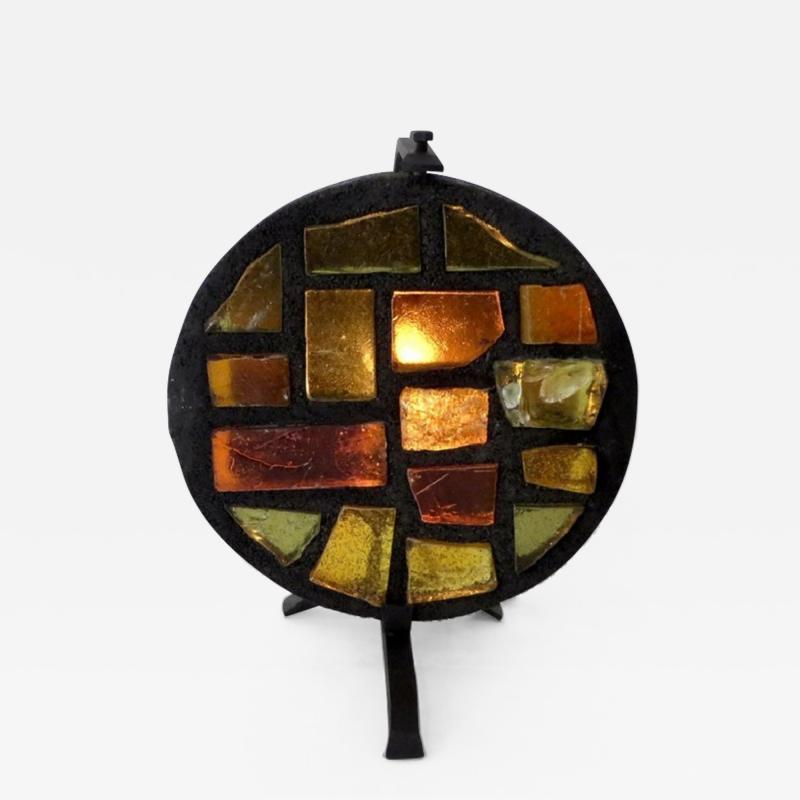 Jacques Avoinet French Multi Color Mosaic Glass and Iron Table Lamp by Jacques Avoinet