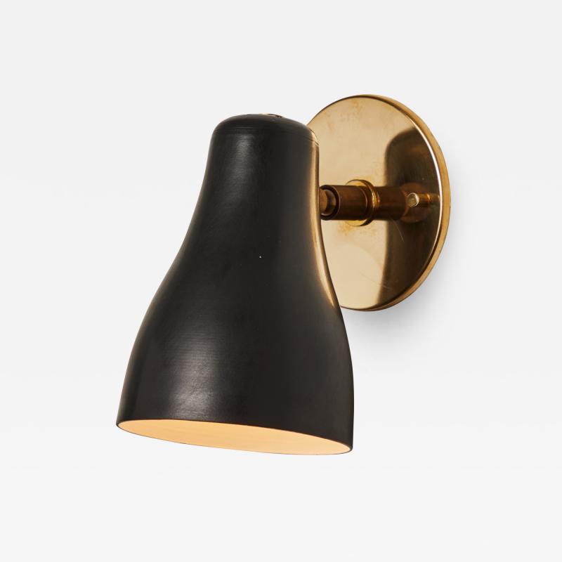 Jacques Biny 1960s Black Brass Wall Lamp Attributed to Jacques Biny