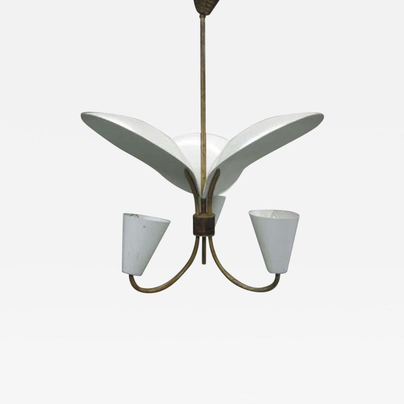 Jacques Biny French Mid Century Modern Reflector Chandelier Attributed to Jacques Biny 1950
