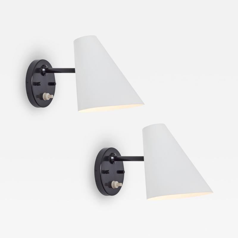 Jacques Biny Pair of 1950s Jacques Biny Black and White Metal Wall Lights