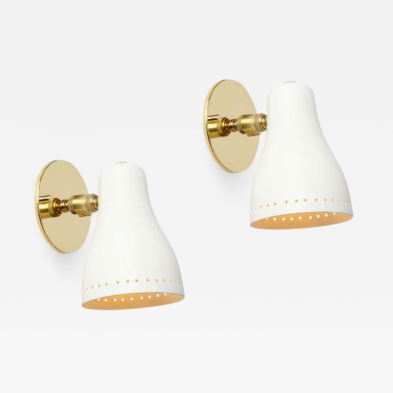 Jacques Biny Pair of 1950s White Perforated Sconces Attributed to Jacques Biny