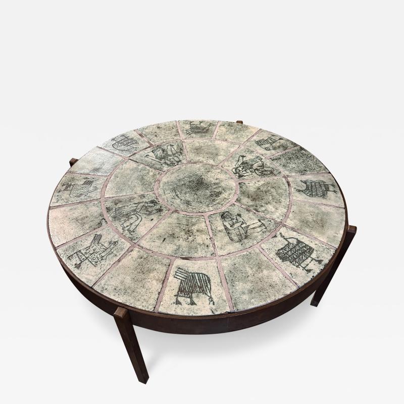Jacques Blin Circular ceramic coffee table by Jacques Blin France 1960s