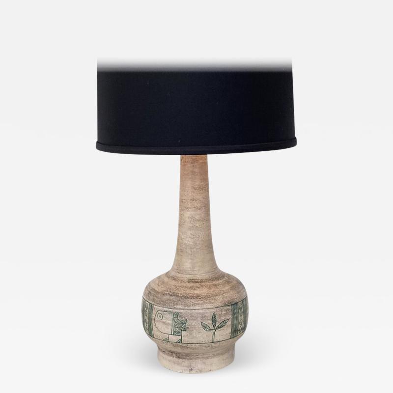 Jacques Blin JACQUES BLIN CERAMIC TABLE LAMP WITH ICONIC IMAGES AND GLAZE